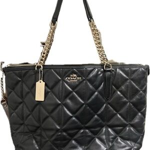 Authentic Coach black leather quilted purse